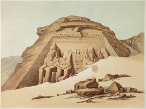 Zicht op de tempel van Abu Simbel. Egypte. Illustratie van de 19e eeuw. Parijs, Collège de France