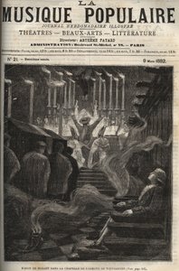Visioen van Wolfgang Amadeus Mozart (1756-1791) in de kapel (groot orgel) van de abdij van Weingarten in Duitsland - gravure in 
