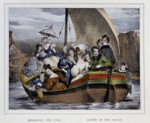 Wandeling op het water - lithografie, begin 19e eeuw