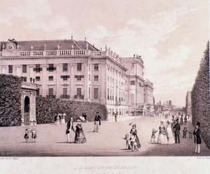 Wandelaars in het park van Schloss Schönbrunn in Wenen door Unknown artist