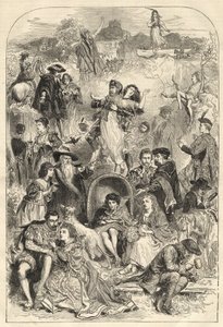 Personages van Walter Scott - hoofdpersonages uit de romans van Walter Scott (1771-1832) - gravure uit 1871 door Unknown artist