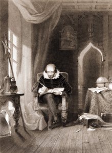 William Shakespeare (1564 - 1616) in zijn kantoor