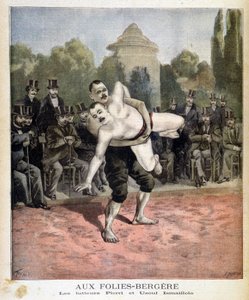Worstelaren Pierri en Ussouf Ismaillolo bij de Folies Bergère in Parijs. In Le petit journal, op 31/03/1895. door Unknown artist