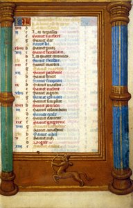 Zodiak Boogschutter en heiligen van de maand november - miniatuur Middeleeuwen (ref.: 135, 006r): verzoek om toestemming van de Gemeentelijke Bibliotheek van Toulouse (tel: 05 62 27 66 66) door Unknown artist