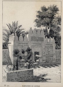 Bewoning van Soedan - gravure van 1889 in 