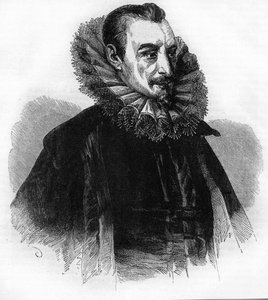 Portret van Edmund Spenser. Engelse dichter (1552 tot 1599). gravure naar 