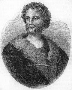 Portret van Mathurin Régnier. Franse dichter (1573 tot 1613) Gravure uit 1866 door Unknown artist