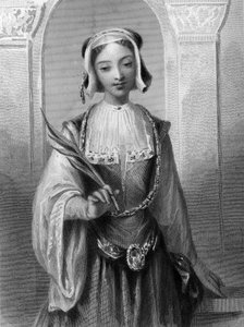 Portret van Sint Justine, maagd en martelaar van Antiochië.