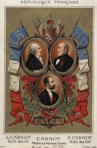 Portretten van Lazare Carnot Franse politicus (1753-1823), Hyppolite Carnot (1801-1888) en Sadi Carnot president van de Franse republiek