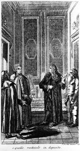 De arrestatie van de libertijn Giacomo Casanova (1725-1798) avonturier en Italiaanse schrijver. Gravure uit de 19e eeuw