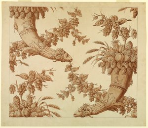 Tekening, Cartoon voor zijden damast:, 1800-1815