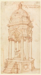 Tekening, Catafalk van de Bolgonse kunstenares Elisabetta Sirani (1638-1665), 1665 door Unknown artistUnknown artist