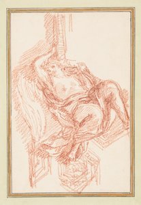 Tekening, plafonddetail met gevleugelde mannenfiguur, ca. 1759-70 door Unknown artistUnknown artist