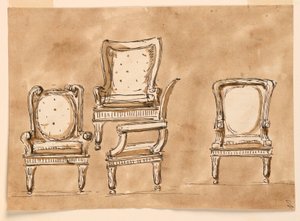 Tekening, stoelen, 1780-90 door Unknown artistUnknown artist