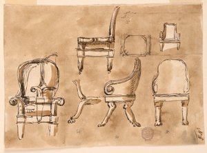 Tekening, stoelen, 1780-90 door Unknown artistUnknown artist