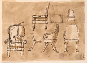 Tekening, Stoelen, ca. 1800 door Unknown artistUnknown artist