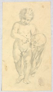 Tekening, Kind met schedel, 16-19e eeuw door Unknown artistUnknown artist