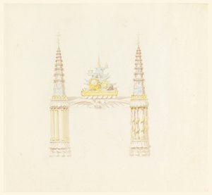 Tekening, Schoorsteenstuk, westelijke muur van de muziekkamer, ca. 1820 door Unknown artistUnknown artist