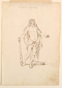 Tekening, Kostuumontwerp: Heldenkracht voor een ballet, ca. 1720 door Unknown artistUnknown artist
