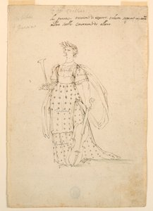 Tekening, Kostuumontwerp: Poëzie voor een ballet, ca. 1720 door Unknown artistUnknown artist