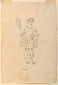 Tekening, Kostuumontwerp: Valor voor een ballet, ca. 1720 door Unknown artistUnknown artist