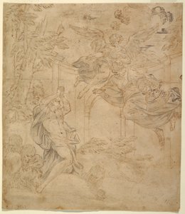 Tekening, Daniël in de leeuwenkuil, ca. 1630-40 door Unknown artistUnknown artist