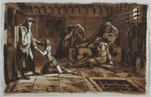 Tekening, Dood van graaf Ugolino en zijn zonen, 1815-1823 door Unknown artistUnknown artist