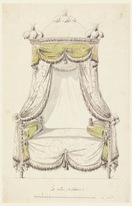 Tekening, Ontwerp voor een bed in Romeinse stijl, 1780 door Unknown artistUnknown artist