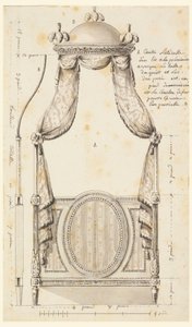 Tekening, Ontwerp voor een bed in Poolse stijl, 1780 door Unknown artistUnknown artist