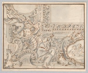 Tekening, ontwerp voor een plafond, 18e-19e eeuw door Unknown artistUnknown artist