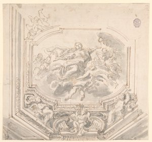 Tekening, ontwerp voor een plafond, 18e eeuw door Unknown artistUnknown artist