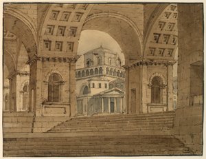 Tekening, Toneelontwerp, Gezicht op de stad vanaf het paleis, begin 19e eeuw door Unknown artistUnknown artist