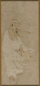 Een Chinese man staande in een harde wind door Unknown artist