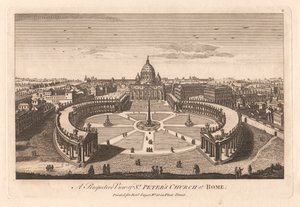 Een perspectivisch uitzicht op de Sint-Pieterskerk in Rome