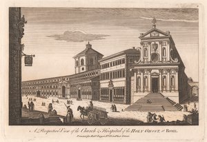 Een perspectief van de kerk en het ziekenhuis van de Heilige Geest in Rome