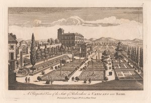 Een perspectivisch uitzicht op de zetel van Belevedere in het Vaticaan nabij Rome door Unknown artist