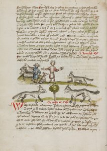 Een herder met zijn hond en kudde; Een man die een wolf verjaagt