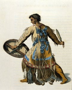 Een Siberische sjamaan. 19e-eeuwse gravure