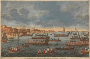 Een Uitzicht op Gravesend in Kent, met Troepen die de Theems Oversteken naar Tilbury Fort door Unknown artist