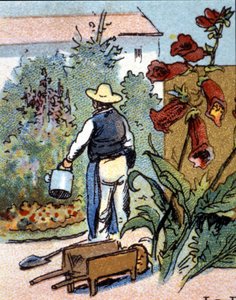 Een tuinman, chromolithografie door Unknown artist