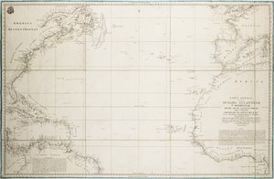 Algemene kaart van de Atlantische Oceaan ten noorden van de evenaar
