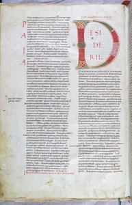 Een pagina uit de 11e-eeuwse Bijbel met hoofdletter D