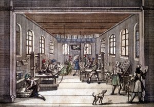 Een drukkerij aan het begin van de 18e eeuw