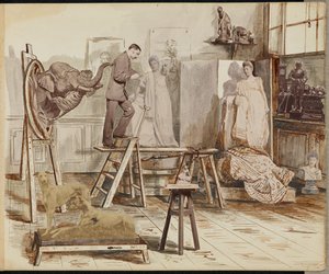 [Een beeldhouwersatelier]. door Unknown artist