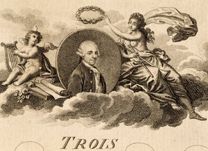 Allegorie van Franz Joseph Haydn op titelpagina van partituur voor Drie Kwartetten, Opus 75, Boek I door Unknown artist