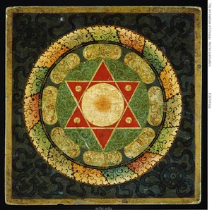 Altaartafel met mandala van vrouwelijk Tantrisch Verlicht Wezen (Vajrayogini) door Unknown artist