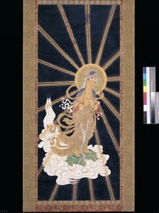 Amitabha (Amida) triade die uit de hemel neerdaalt door Unknown artist