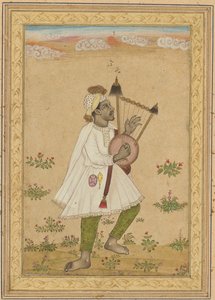 Een Afrikaanse lier speler (recto); Kalligrafie (verso) door Unknown artist