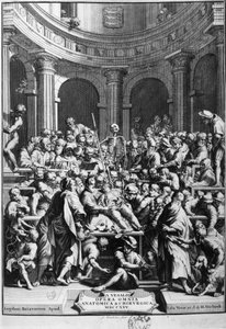 André Vesalius (1514-1564), grondlegger van de moderne anatomie, leraar anatomie en chirurgie door Unknown artist