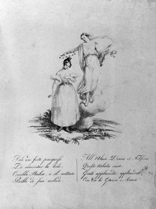 Apotheose van Maria Garcia genaamd de Malibran (1808-1836) zangeres. Gravure van de 19e eeuw. Milaan